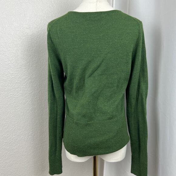 Y2K The Limited Sweater Womens Large Green Wool Blend Cardigan Preppy Schoolgirl - Picture 5 of 11